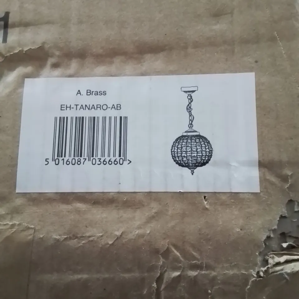 BOXED VOGUE LELIA PENDANT LIGHT ANTIQUE BRASS