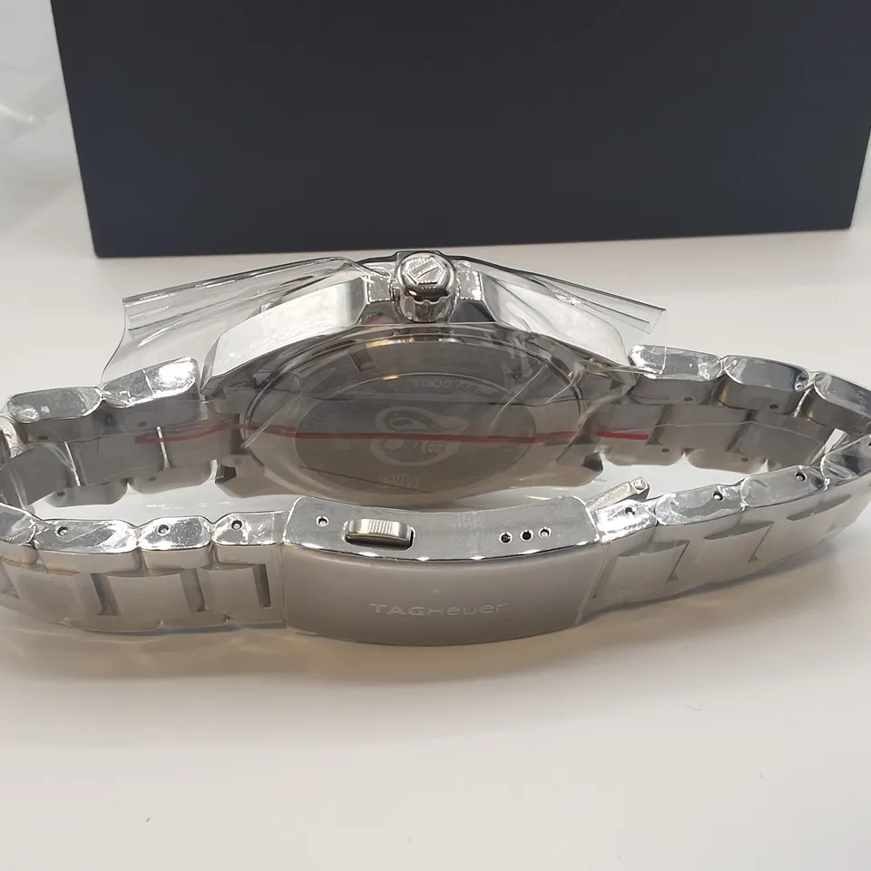 BOXED TAG HEUER AQUARACE CALIBRE AUTOMATIC BLACK DIAL WATCH