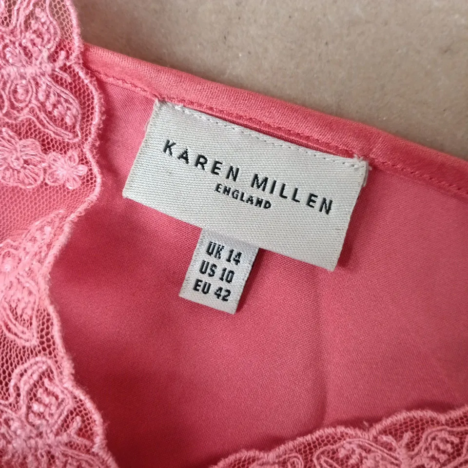 KAREN MILLEN STRAPPY FLORAL DRESS IN PINK - UK 14