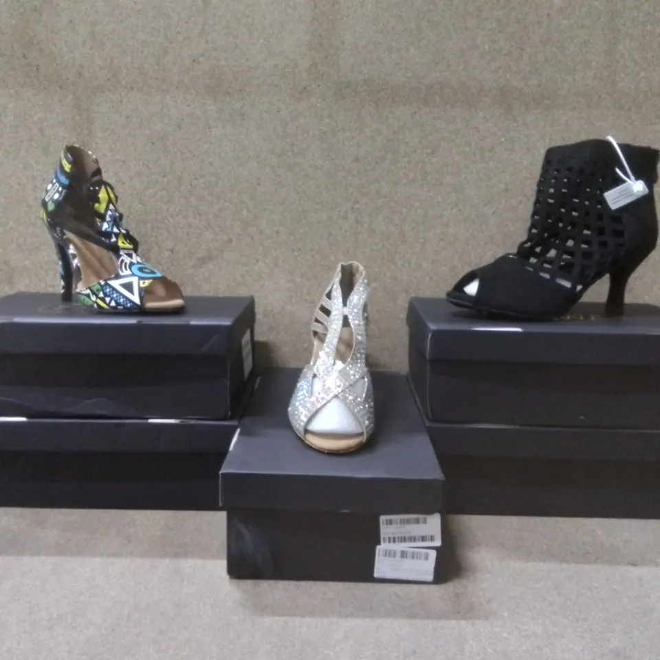 5 X BOXED MIXED ASSORTMENT OF WOMEN'S DANCEAND SWAY SHOES - COLOURS AND SIZES MAY VARY