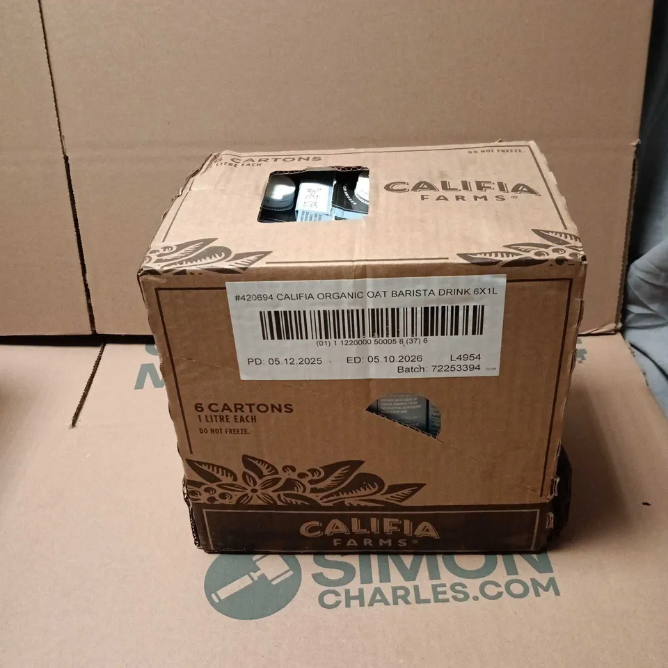 BOX OF 6 X CALIFIA ORGANIC OAT BARISTA DRINK 1L