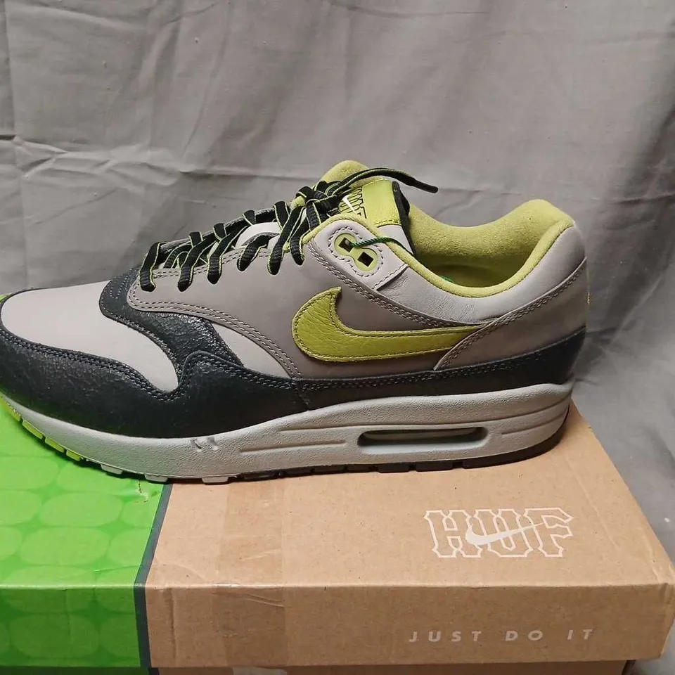 NIKE AIR MAX 1 SP TRAINERS - ANTHRACITE/MEDIUM GREY WITH NEON LIME, UK9 (US10)