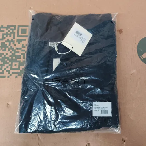 BAGGED GANT REL LINEN BELTED SHIRT DRESS IN EVENING BLUE SIZE 40