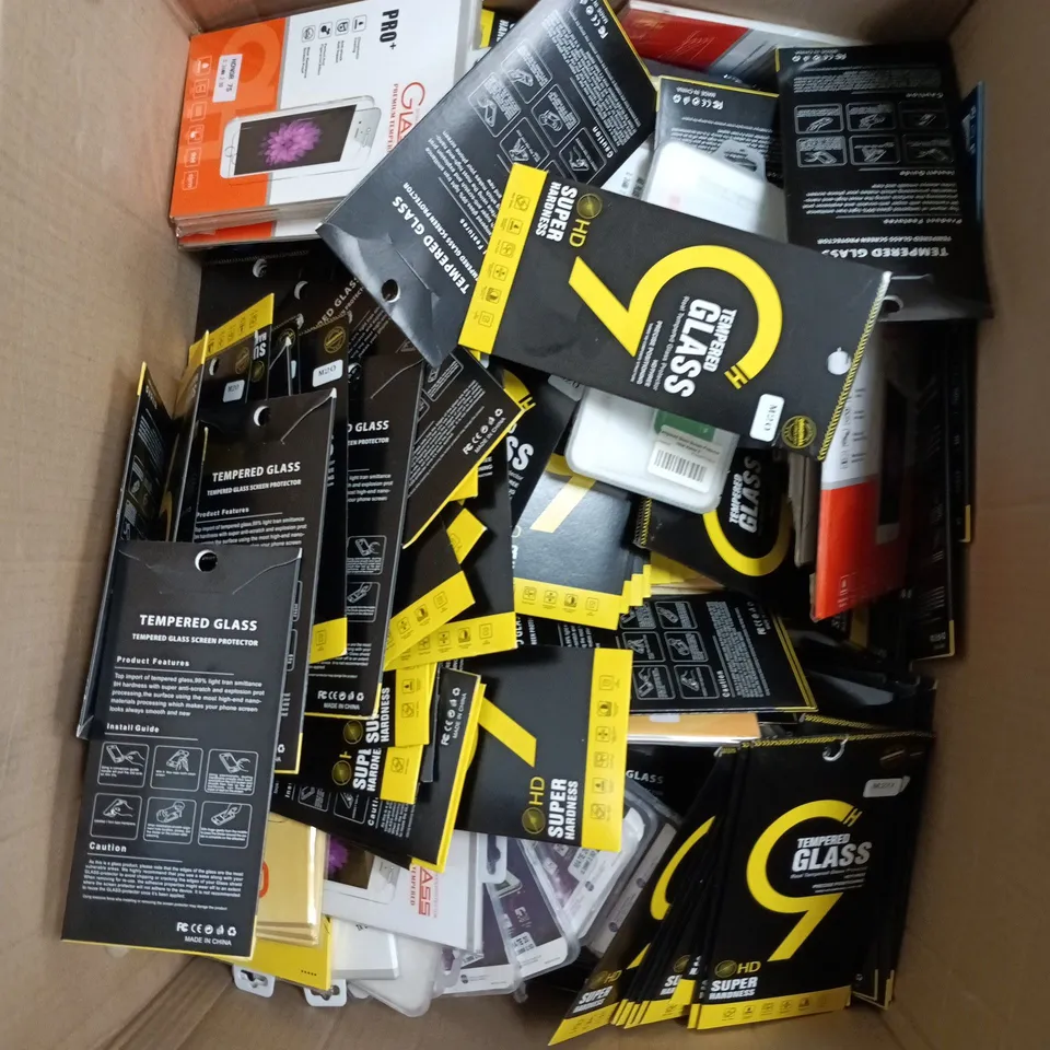 BOX OF ASSORTED SCREEN PROTECTORS.