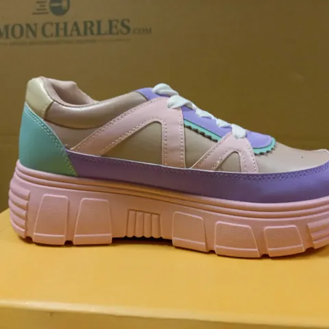 KOI PINK/MULTI PLATFORM VEGAN TRAINERS - SIZE 4