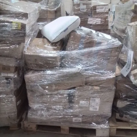 PALLET OF ASSORTED HOUSEHOLD GOODS AND PRODUCTS TO INCLUDE;CEILING FAN,LAUNDRY HAMPER,PILLOW 