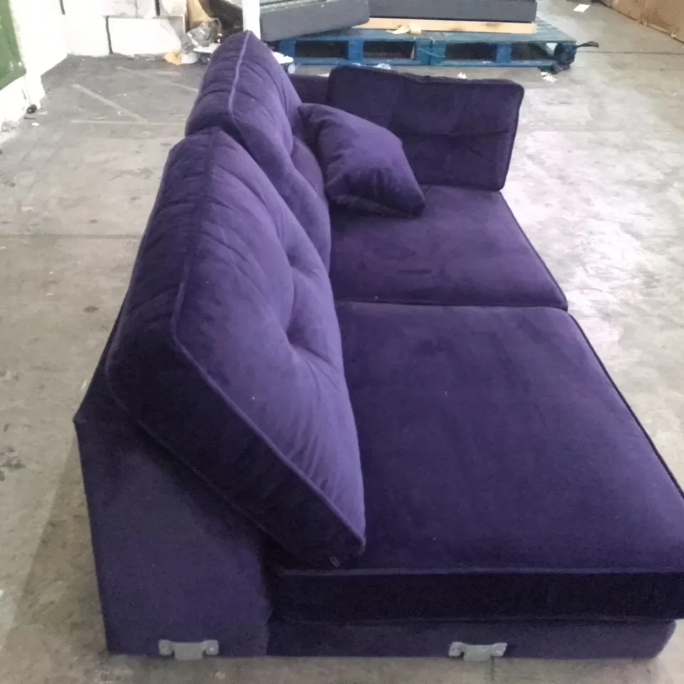 QUALITY DESIGNER LHF SOFA SECTION - DARK PURPLE FABRIC 