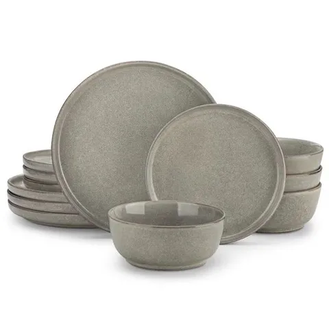 BOXED 10 PIECE STONEWARE DINNERWARE SET - SERVICE FOR 4 (1 BOX)