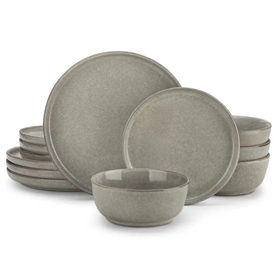 BOXED 10 PIECE STONEWARE DINNERWARE SET - SERVICE FOR 4 (1 BOX)