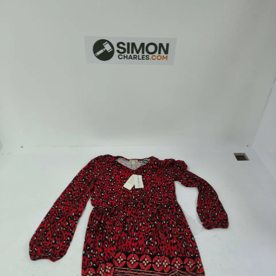 MUDFLOWER WOMEN'S RED ANIMAL PRINT DRESS, UK 12