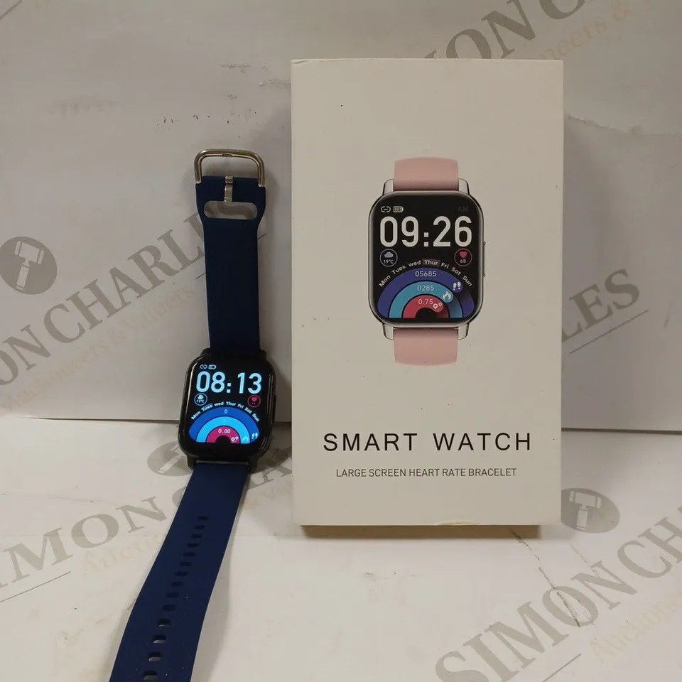 BOXED UNBRANDED SMART WATCH WITH DARK BLUE STRAP 