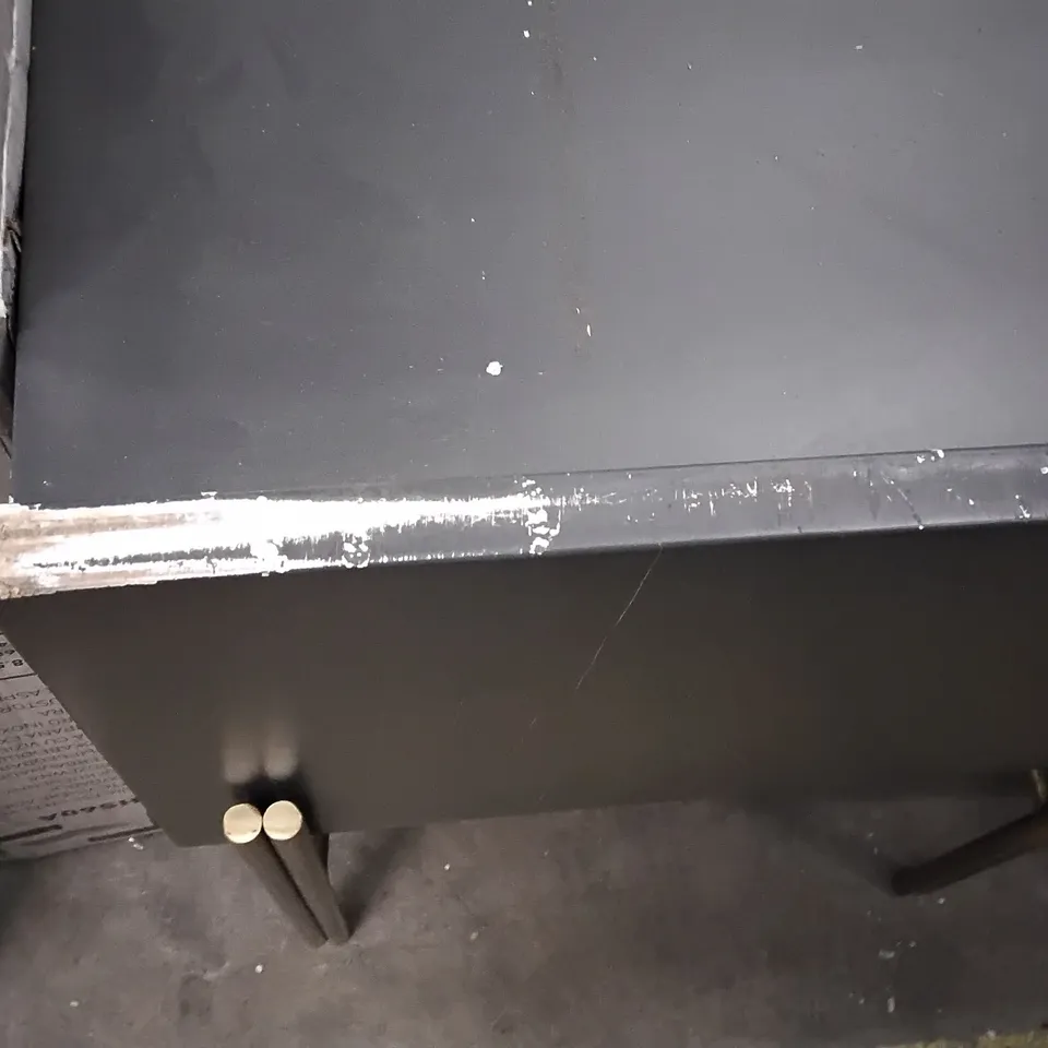 DESIGNER GREY WOOD SIDE UNIT WITH METAL LEGS