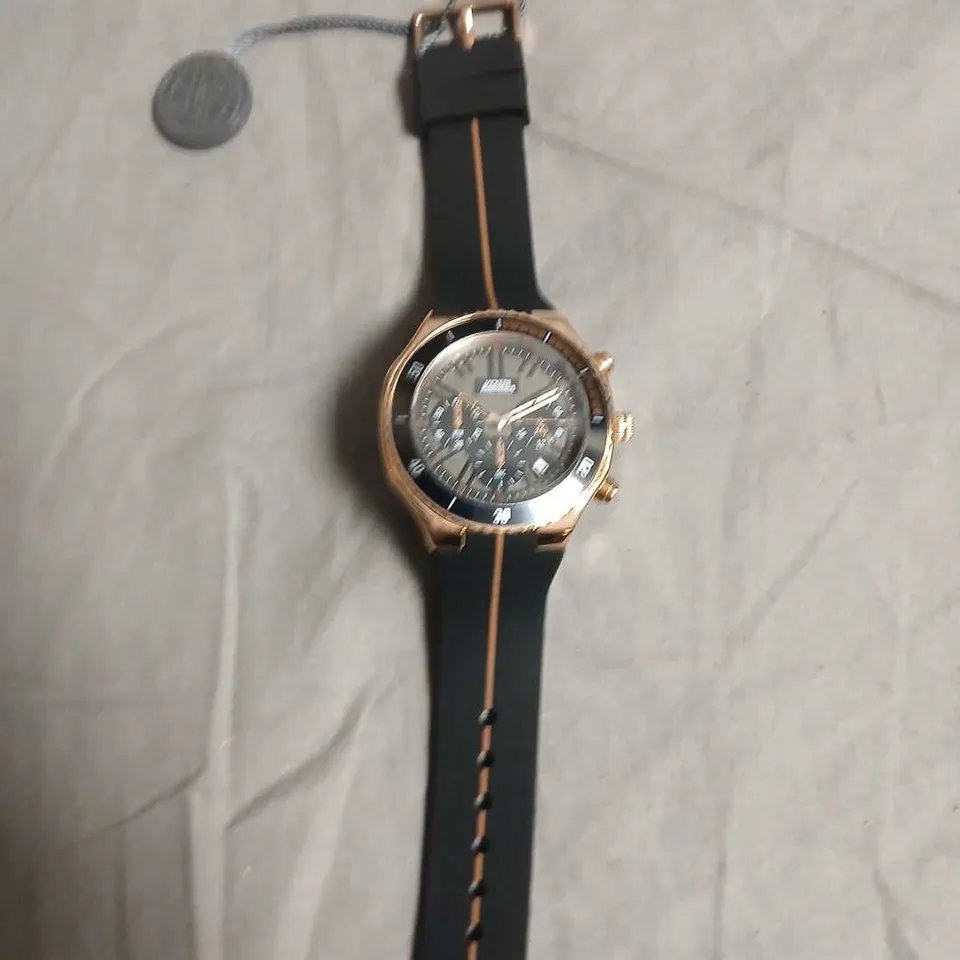 VICKERS ARMSTRONGS CHRONOGRAPH WATCH – ROSE GOLD TONE, RUBBER BAND 