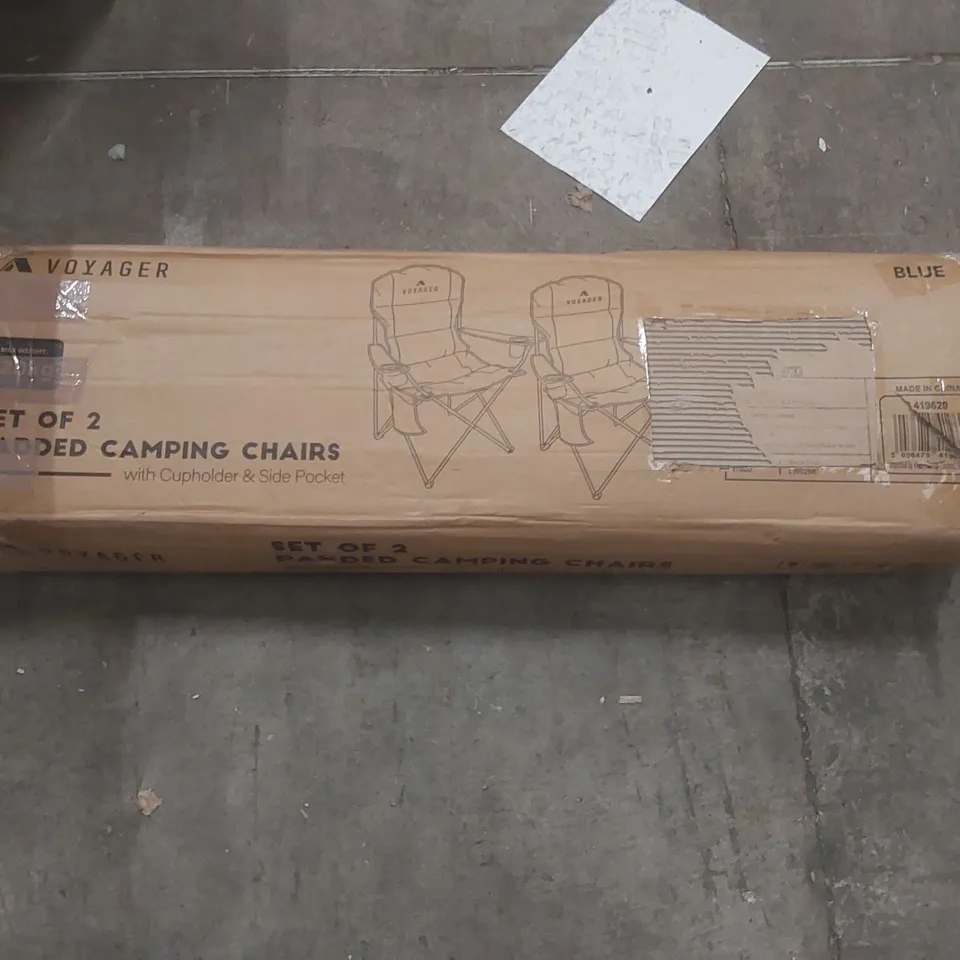 BOXED PAIR OF VOYAGER PADDED CAMPING CHAIRS