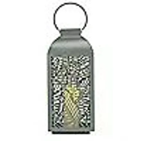 GARDEN STORIES LARGE METAL OUTDOOR LANTERN WITH LED CANDLE