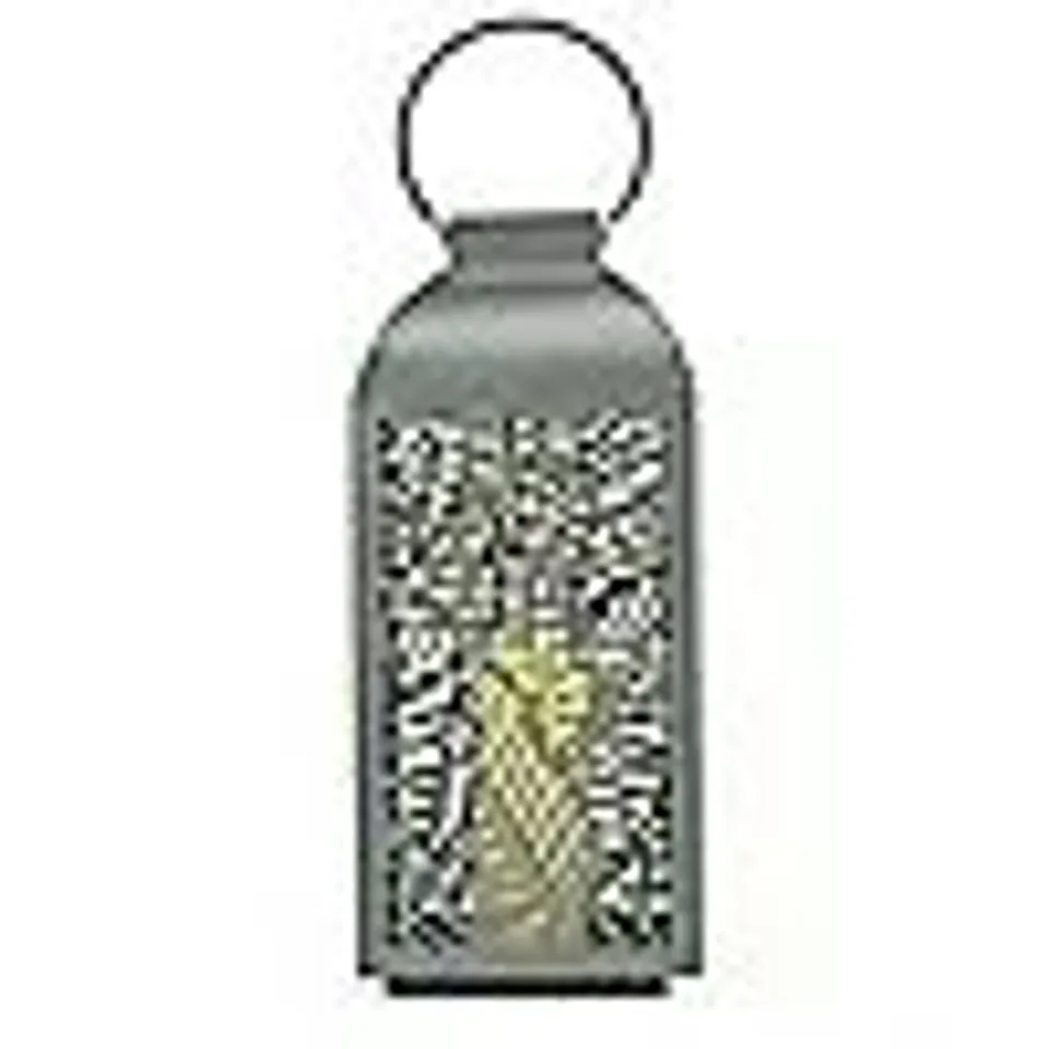 GARDEN STORIES LARGE METAL OUTDOOR LANTERN WITH LED CANDLE