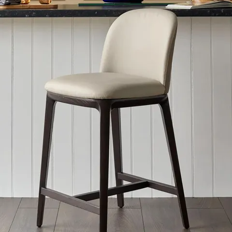 BOXED DANETTI EMERSON NATURAL AND MOCHA LEATHER BAR STOOL