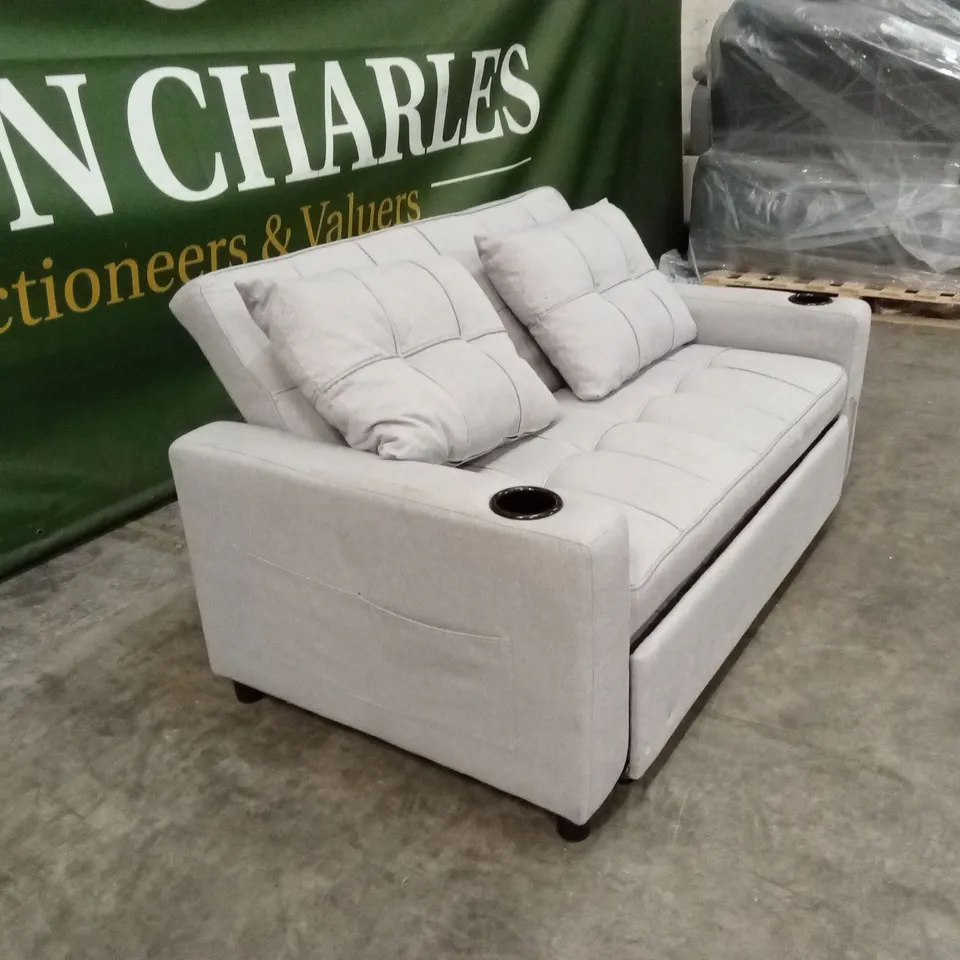 HUDSON 2 SEATER FABRIC UPHOLSTERED PULL-OUT SOFA BED