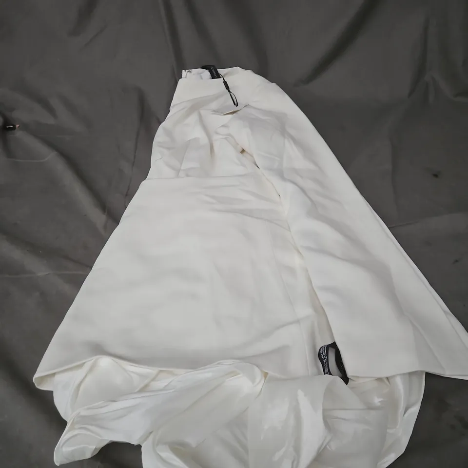 SPLIT SLEEVE BUBBLE HEM MINI DRESS – WHITE UK 14