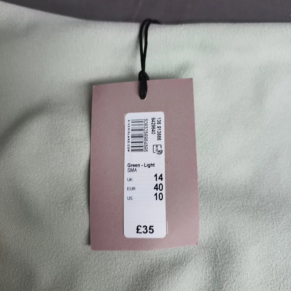 RIVER ISLAND SIGNITURE TO GO - MINT GREEN DRAPED TOP – UK 14
