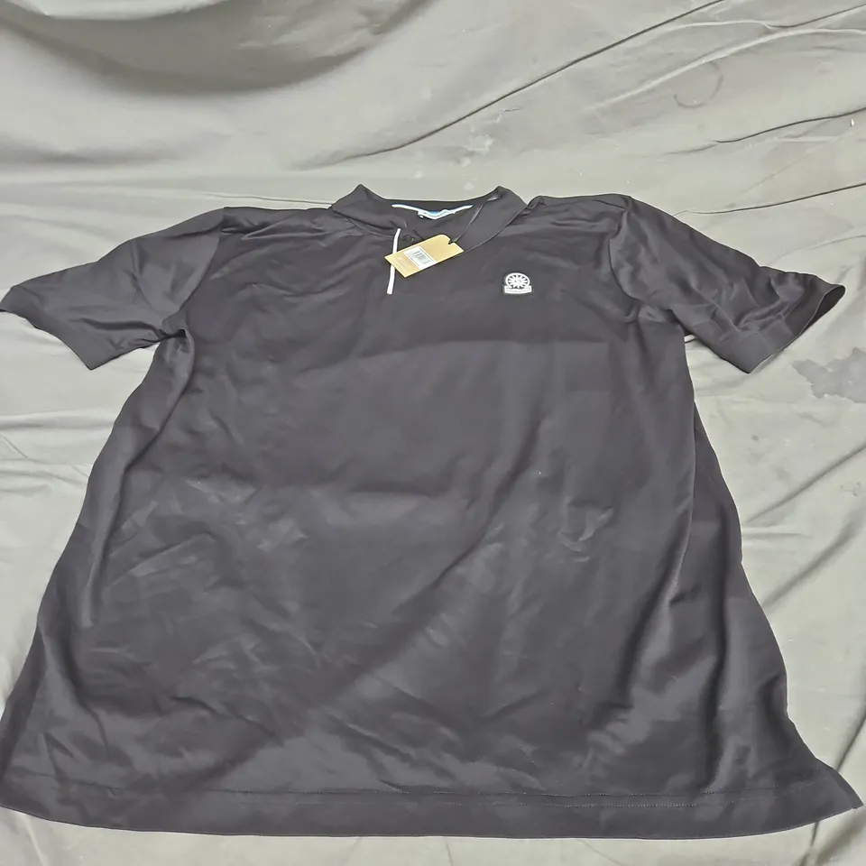 SANDBANKS CONTRAST PLACKET POLO SHIRT IN BLACK SIZE 4XL
