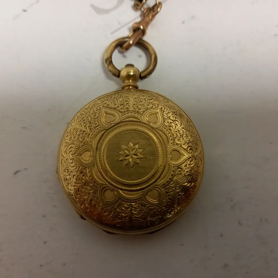 GOLD EFFECT POCKET WATCH WITH BLACK STRAP