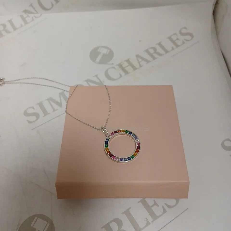 DIAMONIQUE MULTI COLOURED STONE RING NECKLACE 