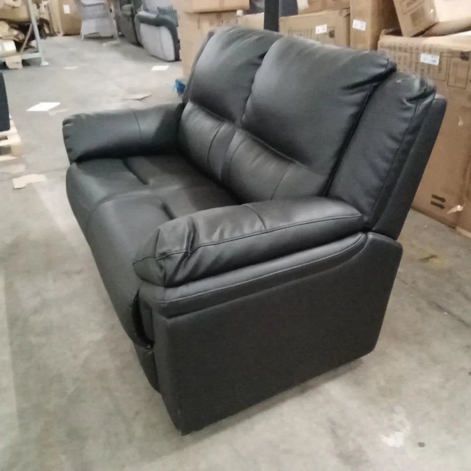 ALBION LUXURY FAUX LEATHER HIGH BACK 2 SEATER SOFA - BLACK RRP £519