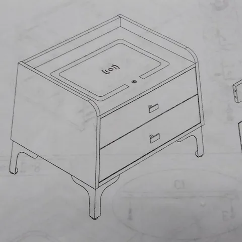 BOXED WHITE 2 DRAWER BEDSIDE TABLE