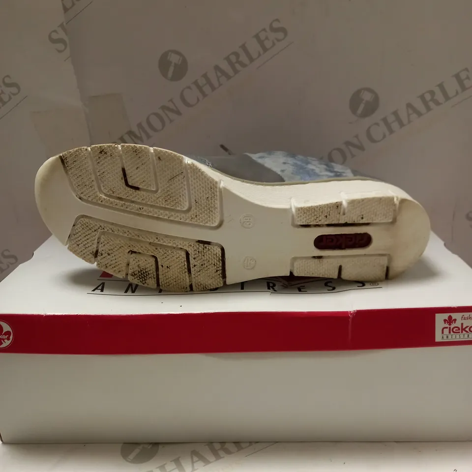 RIEKER METALLIC BLUE LACE UP TRAINERS - SIZE 6