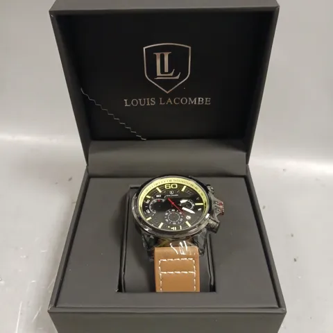 MENS LOUIS LACOMBE CHRONGRAPH WATCH – 3 SUB DIALS – SOFT TOUCH STRAP