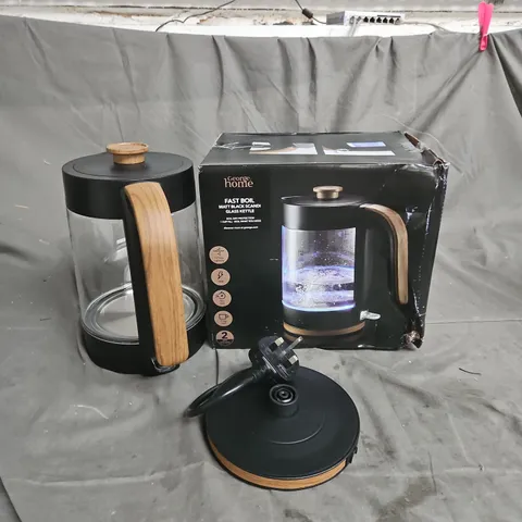 BOXED HOME FAST BOIL MATT BLACK SCANDI GLASS KETTLE - COLLECTION ONLY