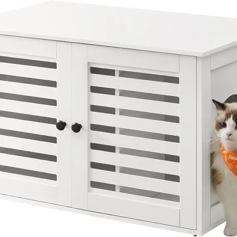 BOXED FEANDREA CAT LITTER BOX ENCLOSURE, LITTER BOX FURNITURE HIDDEN WITH REMOVABLE DIVIDER - CLOUD WHITE (1 BOX)