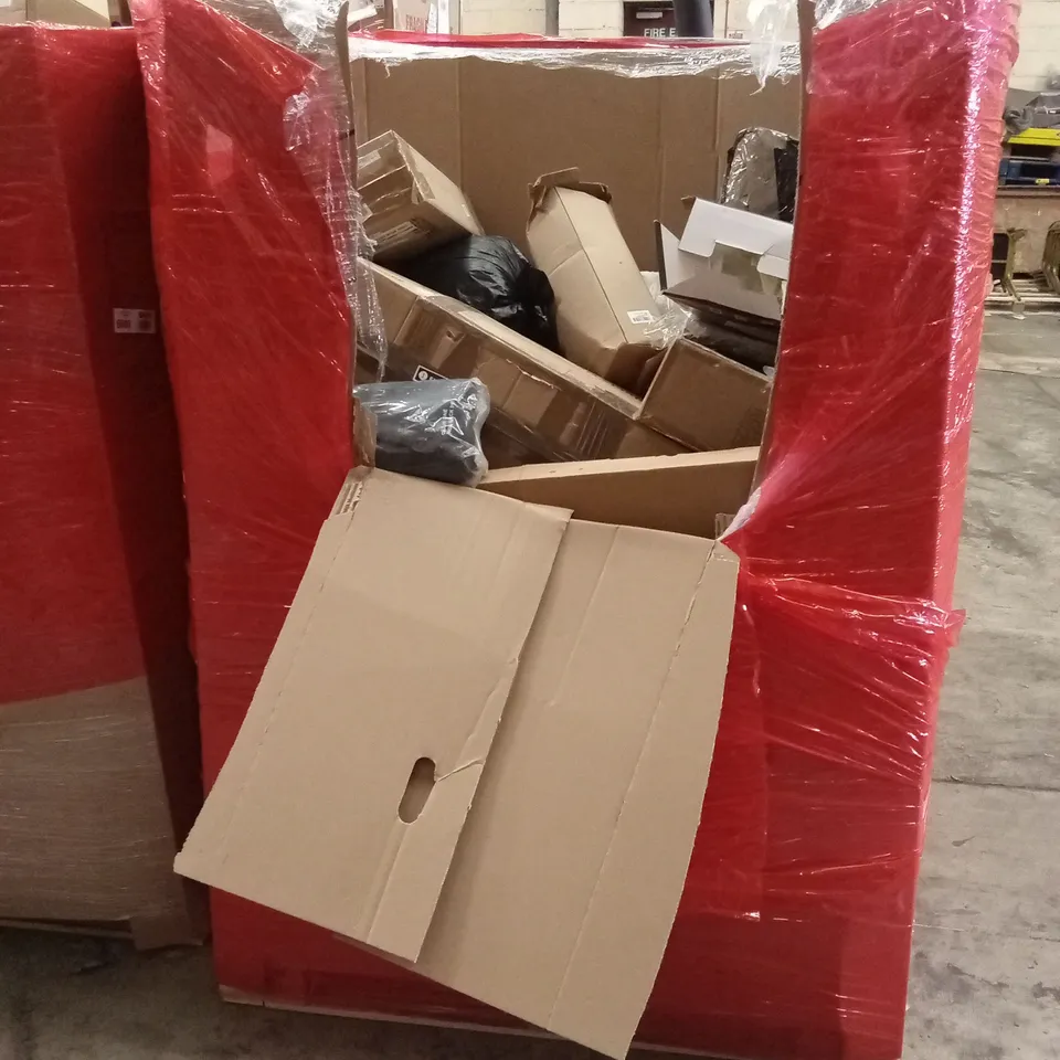 PALLET OF ASSORTED HOUSEHOLD GOODS AND PRODUCTS TO INCLUDE; INFRARED COOKER TOP, KIDS SLIDE, CAMPING CHAIR ETC