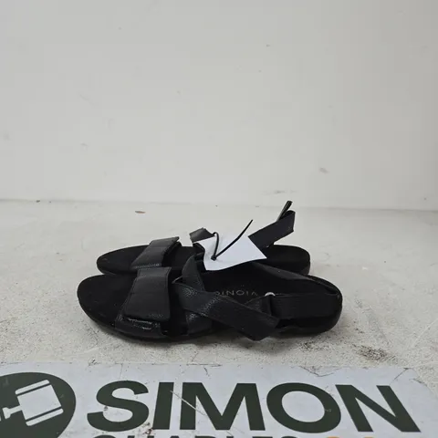 VIONIC BLACK LEATHER SANDALS – WOMEN'S, VELCRO STRAP SIZE UK 7