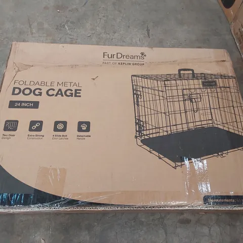 BOXED 24INCH FOLDING METAL DOG CAGE