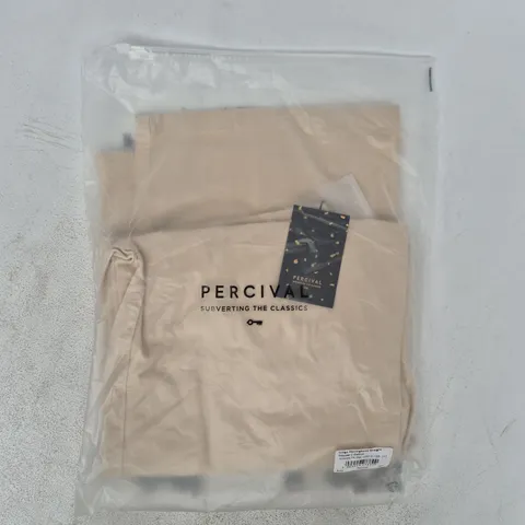 BAGGED PERCIVAL LUNGO HERRINGBONE STRAIGHT COTTON TROUSERS IN ECRU SIZE 36S