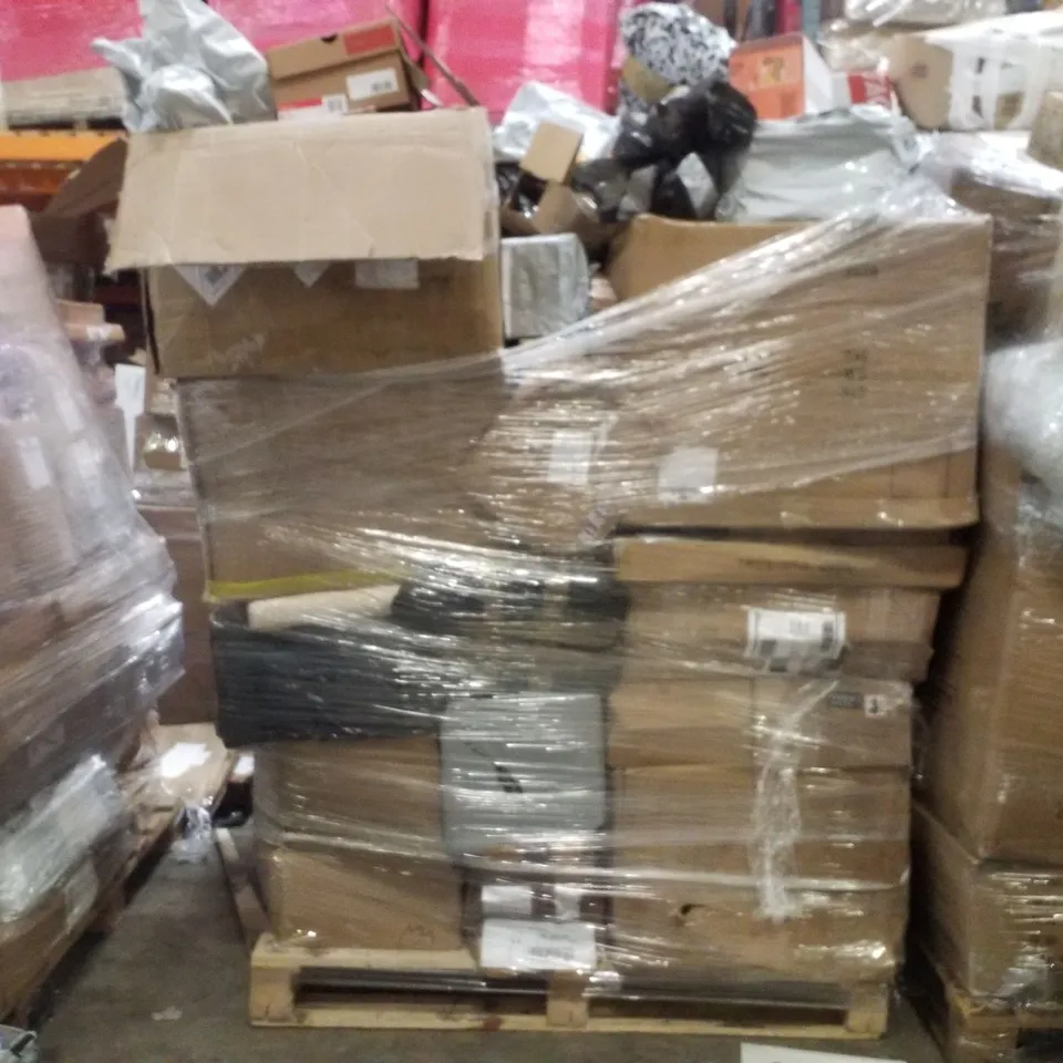PALLET OF ELECTRICAL ITEMS AND HOUSEHOLD GOODS TO INCLUDE;WAXING AND POLISHING MACHINE,HAIR DRYER,BASS AMPLIFIER