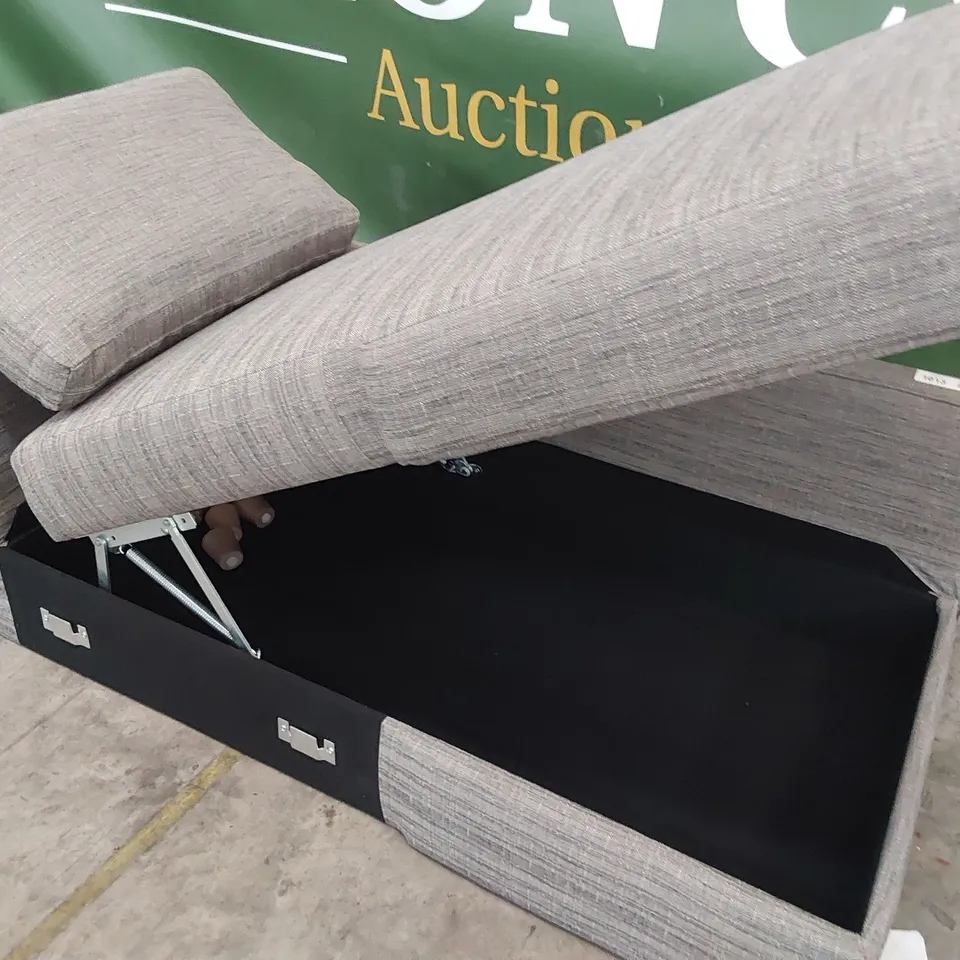 OTTOMAN STORAGE CHAISE SECTION GREY FABRIC