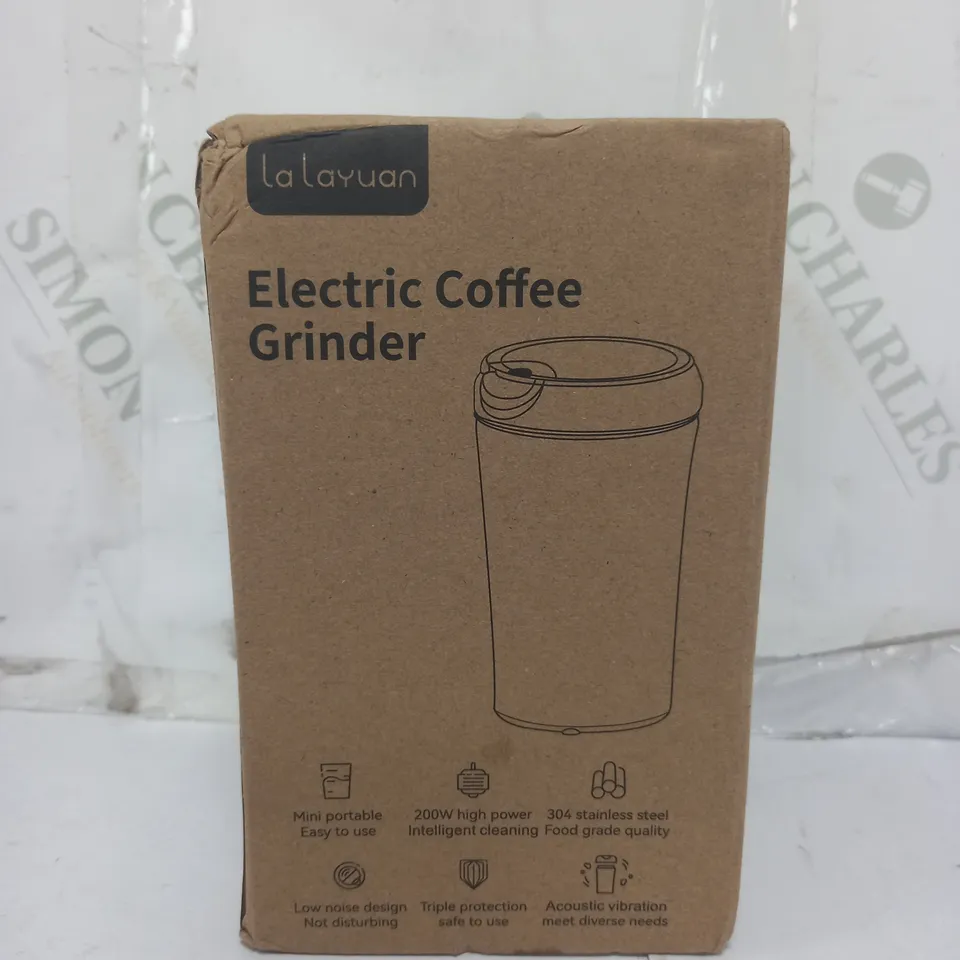 BOXED LA LAYUAN ELECTRIC COFFEE GRINDER IN BLACK