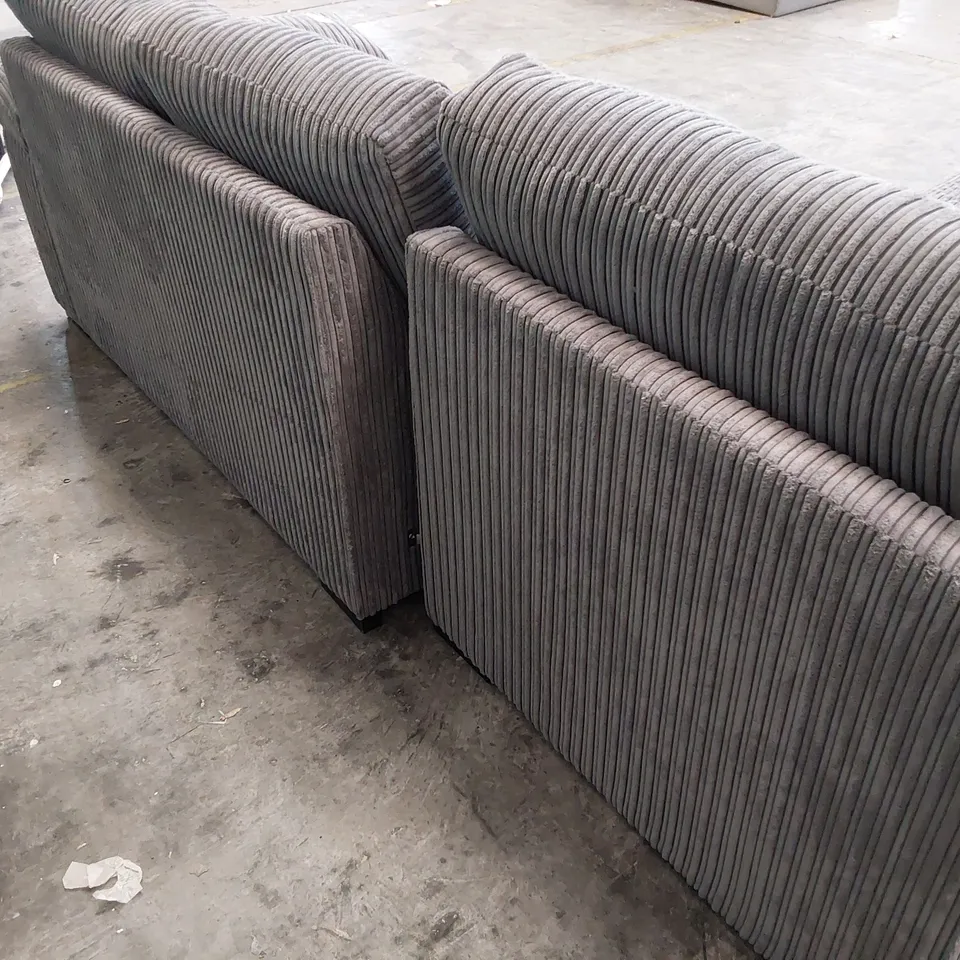 DESIGNER CHAISE SOFA GREY JUMBO CHORD FABRIC