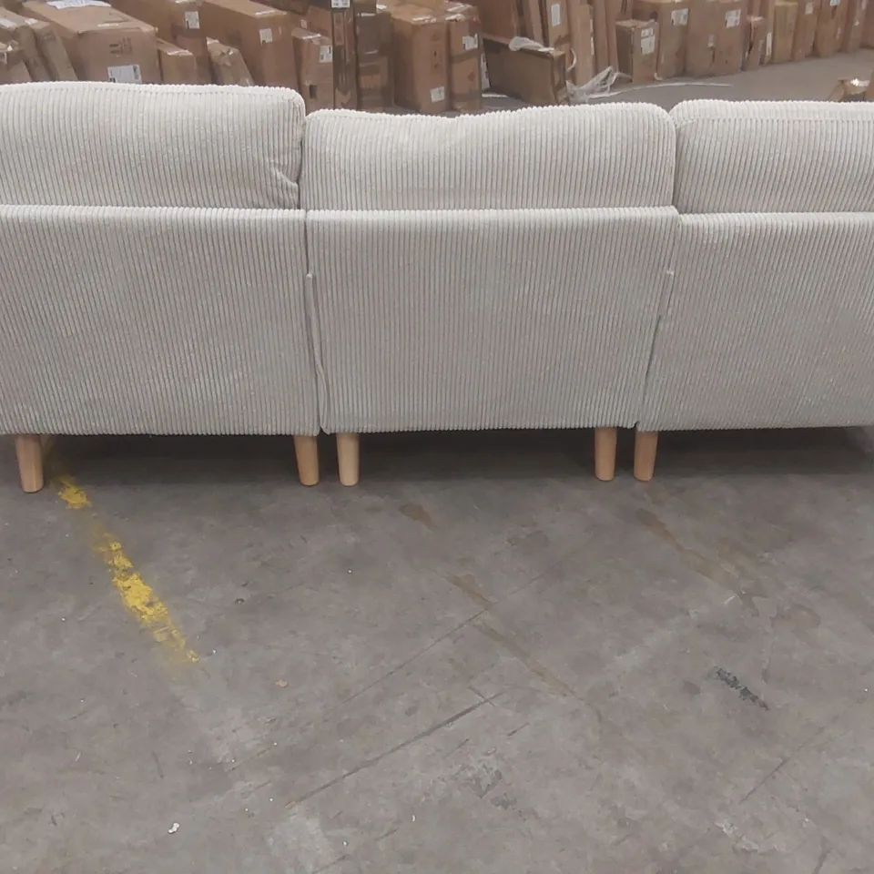 MODULAR CORNER SOFA, L-SHAPED COUCH WITH MOVABLE OTTOMAN, COMFY CORDUROY COUCH WITH SPRING CUSHION UPHOLSTERY COLOUR: BEIGE