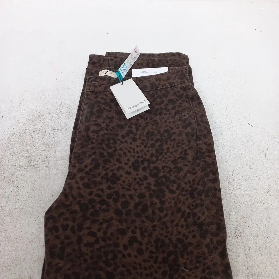NOBODY'S CHILD LEOPARD PRINT TAPERED STRAIGHT LEG TROUSERS – UK 12