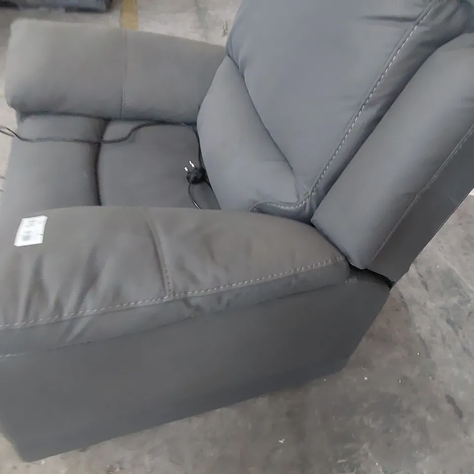 DESIGNER POWER RECLINING EASY CHAIR GREY LEATHER 