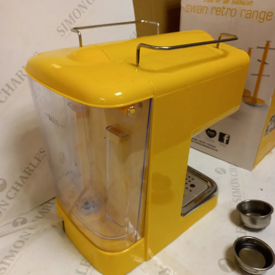 SWAN RETRO PUMP ESPRESSO COFFEE MACHINE - YELLOW