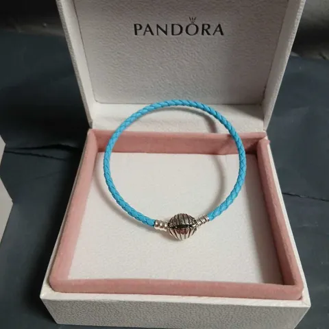 PANDORA BRACELET – BLUE BRAIDED CORD WITH SILVER BEAD