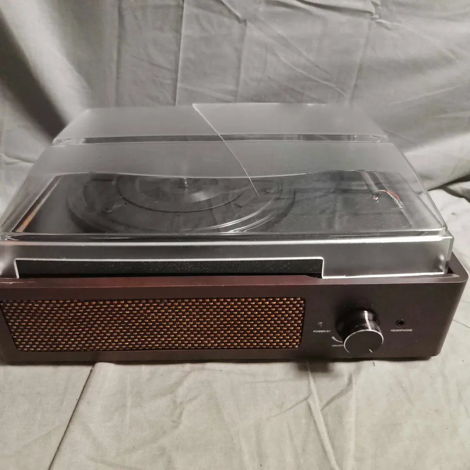 MULTIFUNCTION RECORD PLAYER MODEL M49A – WOOD CABINET WITH CLEAR DUST COVER (GUANGZHOU H&F ELECTRONICS)