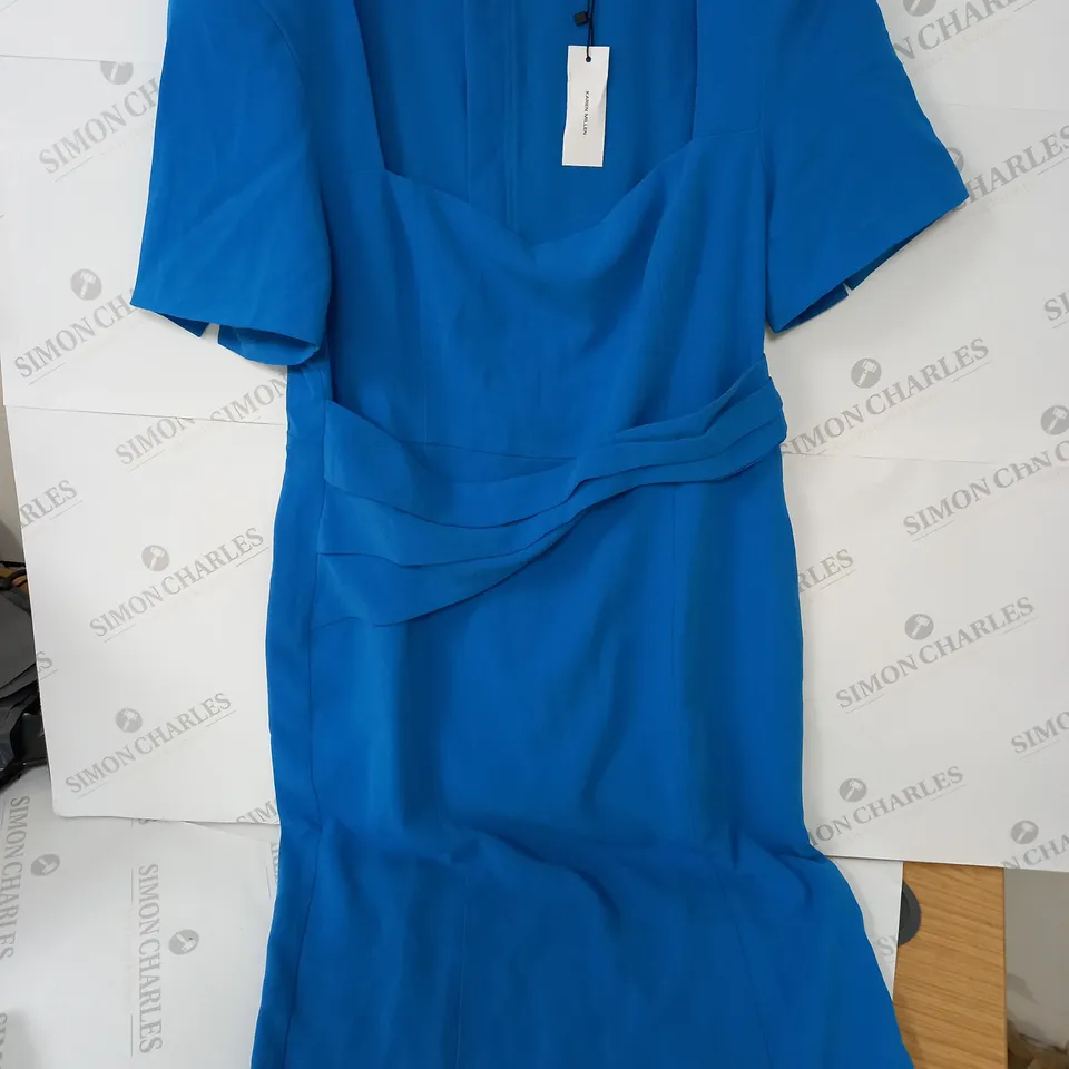 KAREN MILLEN PETITE PREMIUM CREPE SQUARE NECK PENCIL IN BLUE - 16