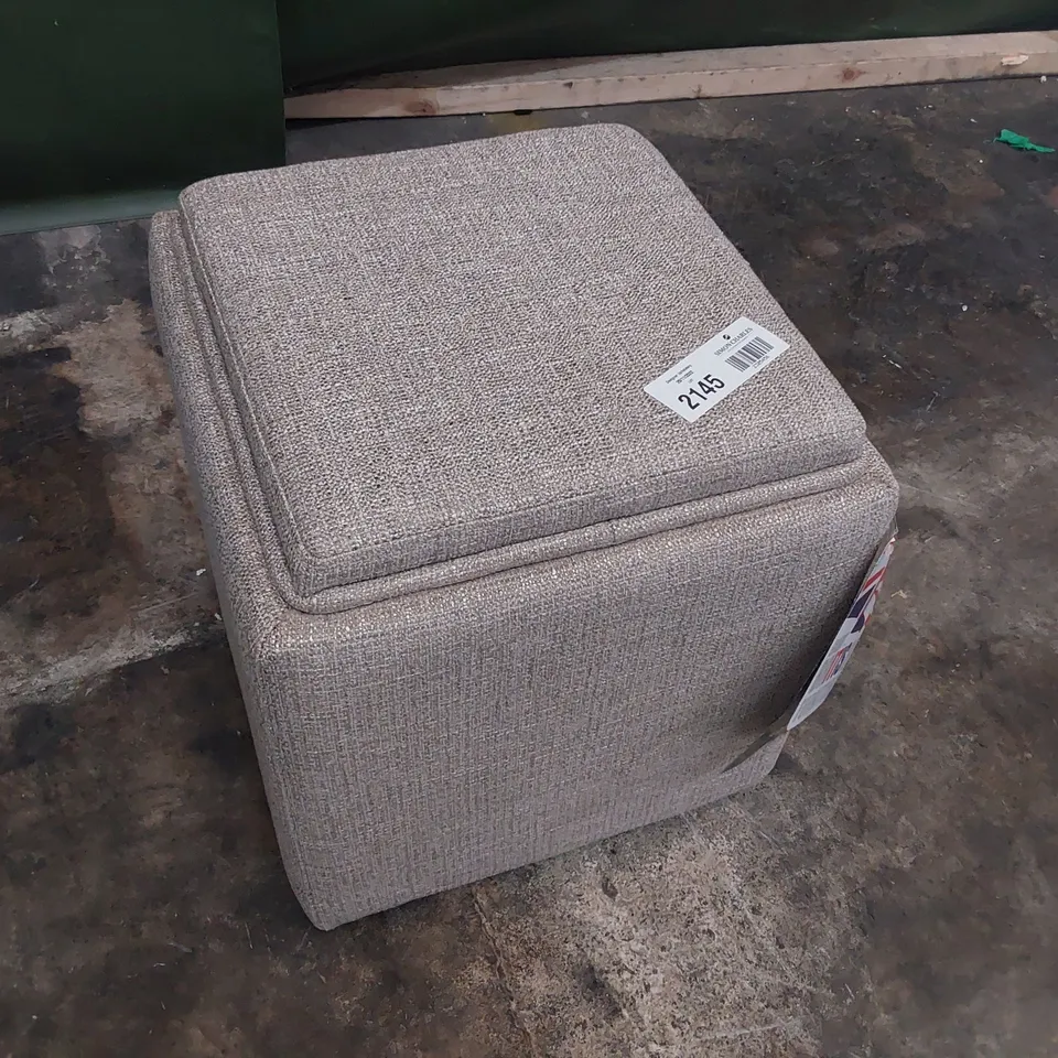 QUALITY BRITISH DESIGNER LOUNGE Co. TAYLOR STORAGE CUBE FAWN FABRIC