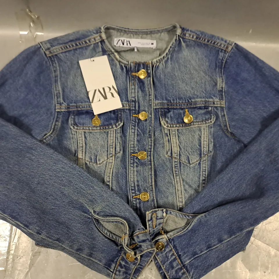 ZARA WOMEN'S CROPPED DENIM JACKET SIZE UK SMALL